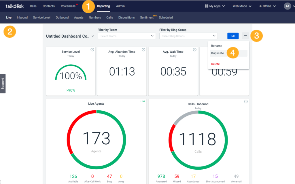 talkdesk dashboard